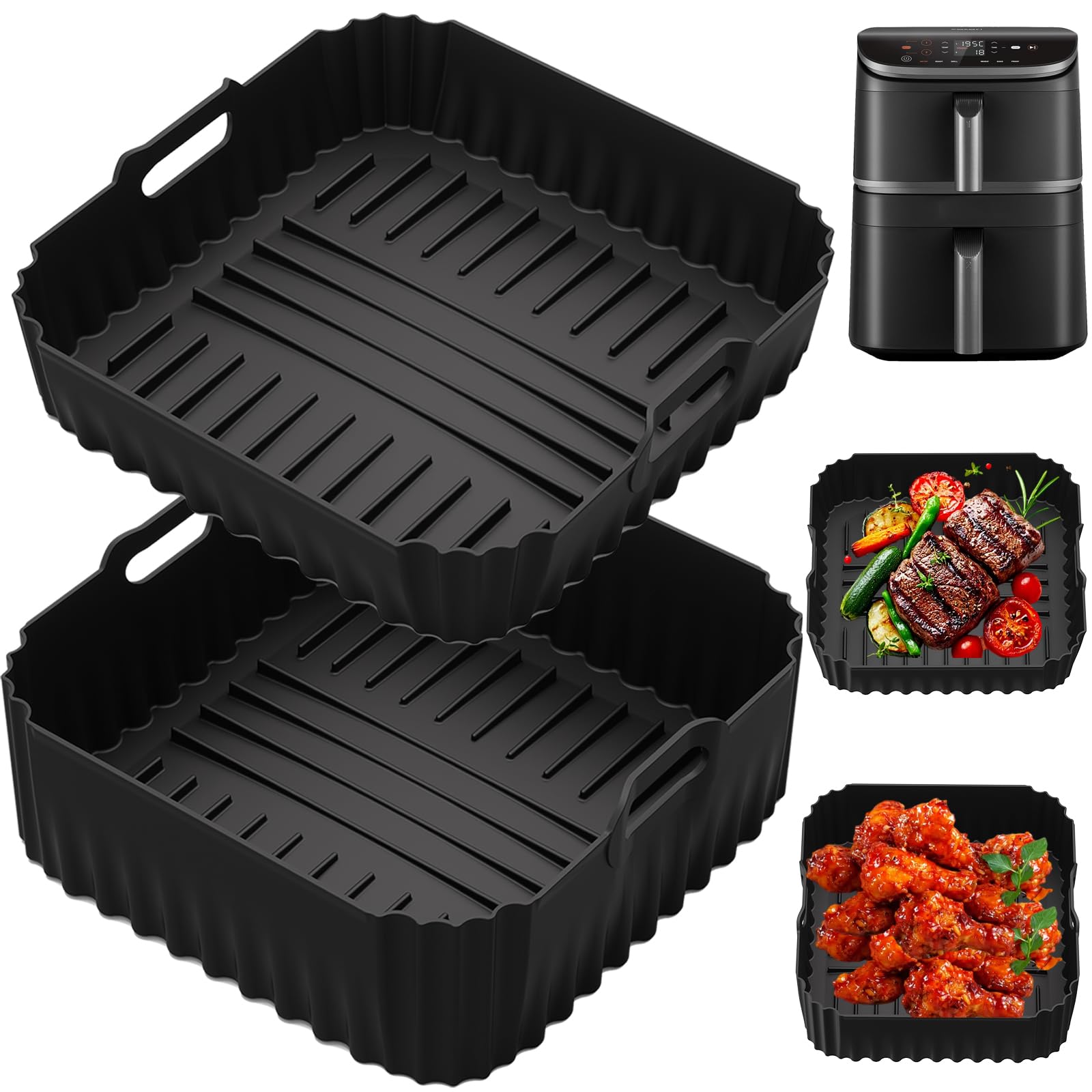 Silicone Air Fryer Liner for COSORI Turbo Tower Pro Smart 10.8L,Air Fryer Liners Silicone Accessories Perfect Fit for COSORI Air Fryer Liners Basket Double Stack DC111,DC112 & DC113S (6,5L&4,3L)