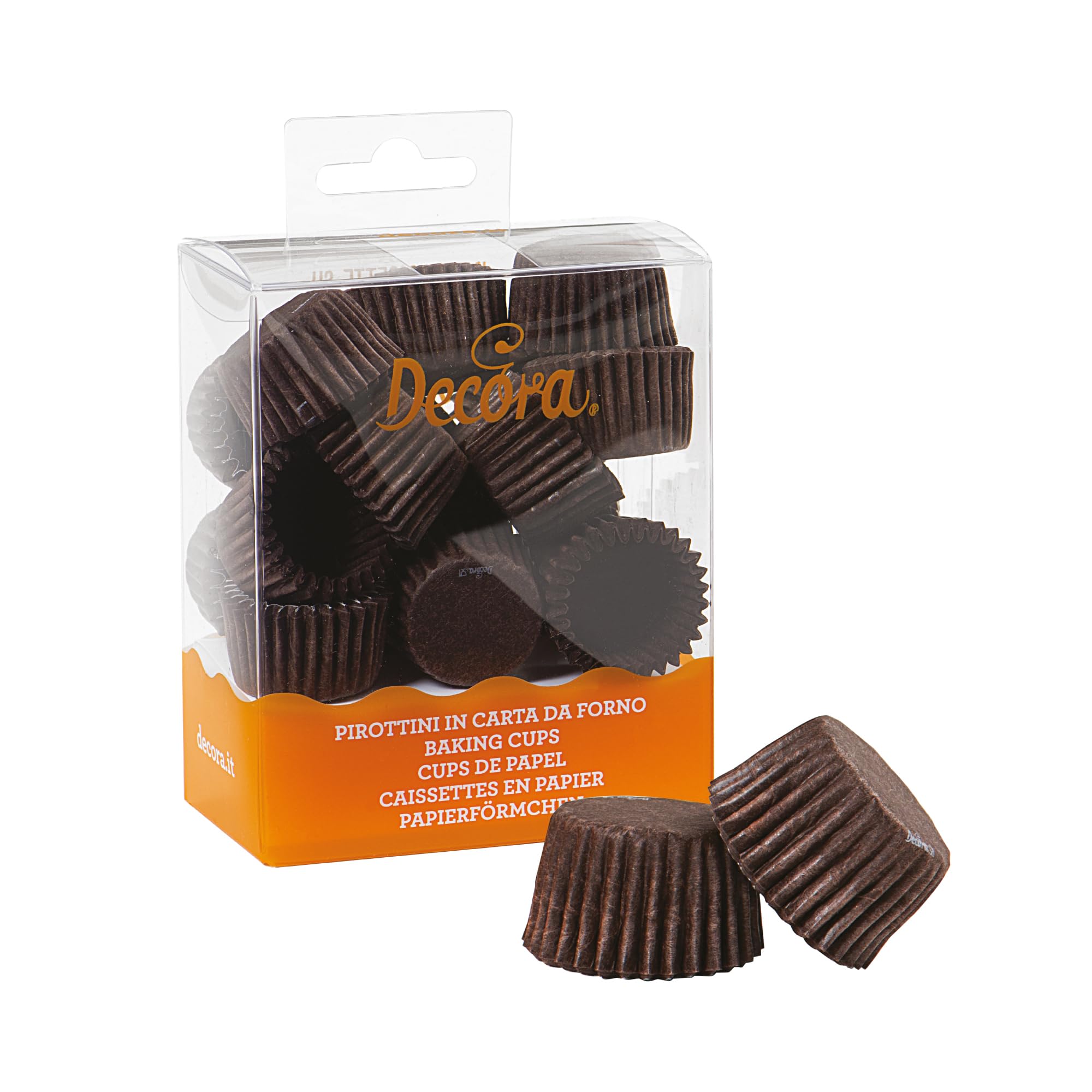 DECORA, 0339630 Pirottini Bon Bon Bruno, Comodissimi Pirottini in Carta da Forno, per Cuocere, Presentare e Regalare Bon Bon, Resistono fino a 220°, In comodo Blister, 200 pezzi.