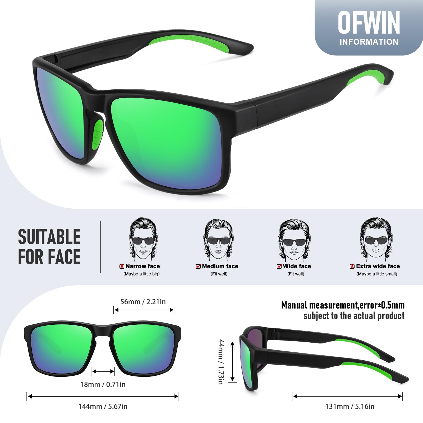 Occhiali da sole sportivi polarizzati per uomo e donna, protezione UV, infrangibili, per guida, corsa, pesca, escursionismo, occhiali da sole