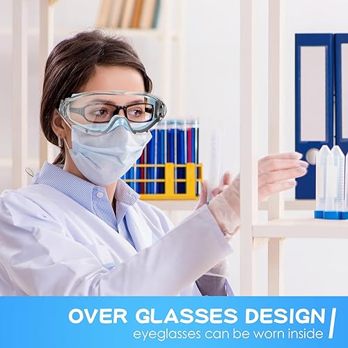 Miniatura 5 de 12 gafas de seguridad antivaho lentes transparentes de laboratorio que se ajustan sobre las gafas, gafas protectoras para hombres y mujeres,