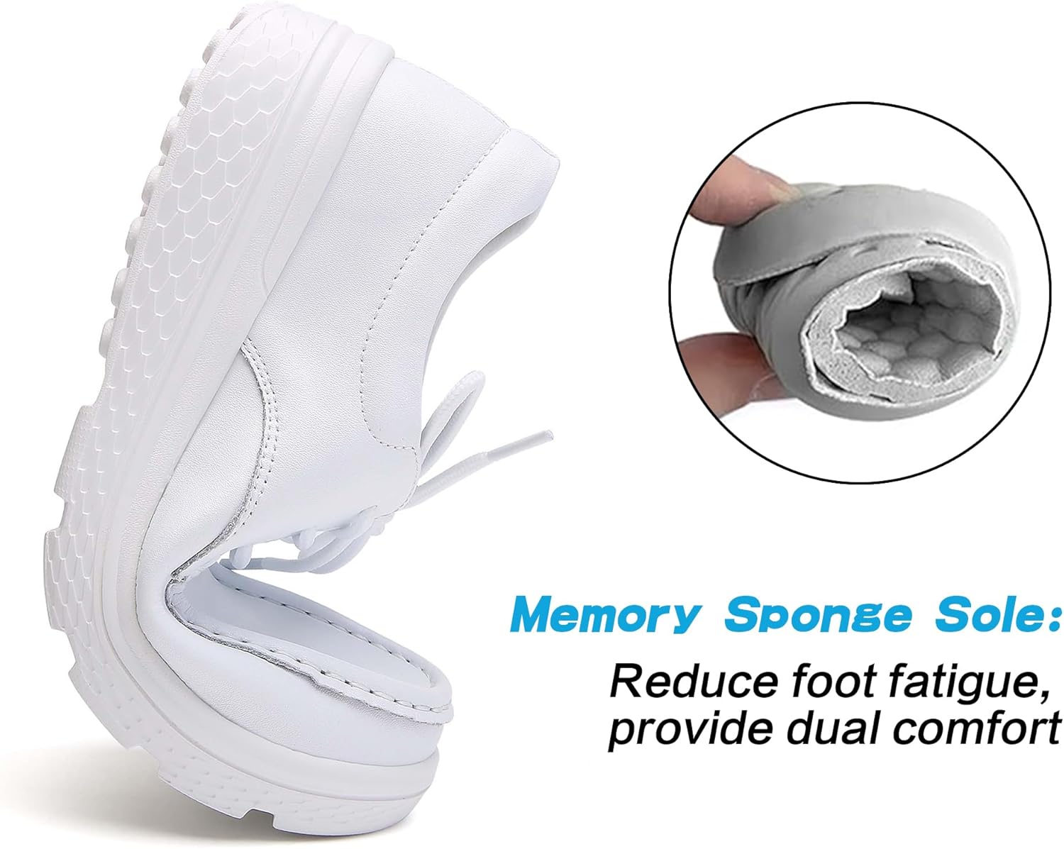 Women's Lightweight Nursing Shoes Comfortable Leather Loafers - Image 5