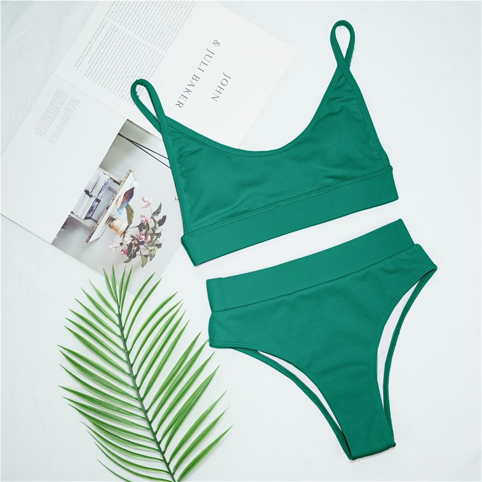 Seksowny damski strój kąpielowy z wysokim stanem bikini damskie stroje kąpielowe dwuczęściowy zestaw bikini kąpielowy prążkowany strój kąpielowy dla kobiet