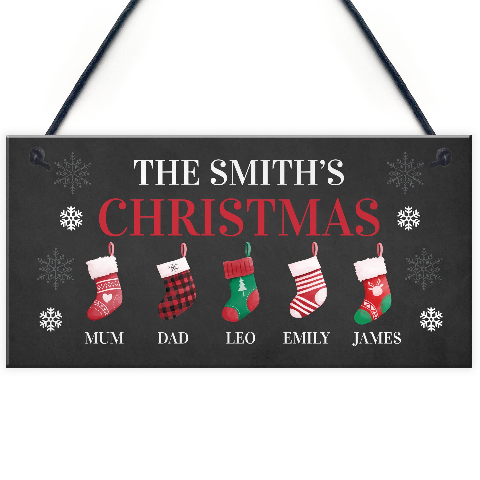 Red Ocean Personalised Christmas Decoration Hanging Door Sign Surname Welcome Plaque New Home Gift