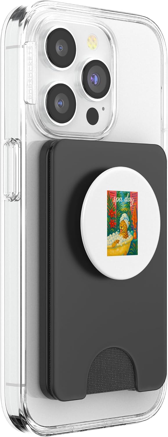 Funny Cheetah Spa Bath Painting PopSockets PopWallet for MagSafe image 4