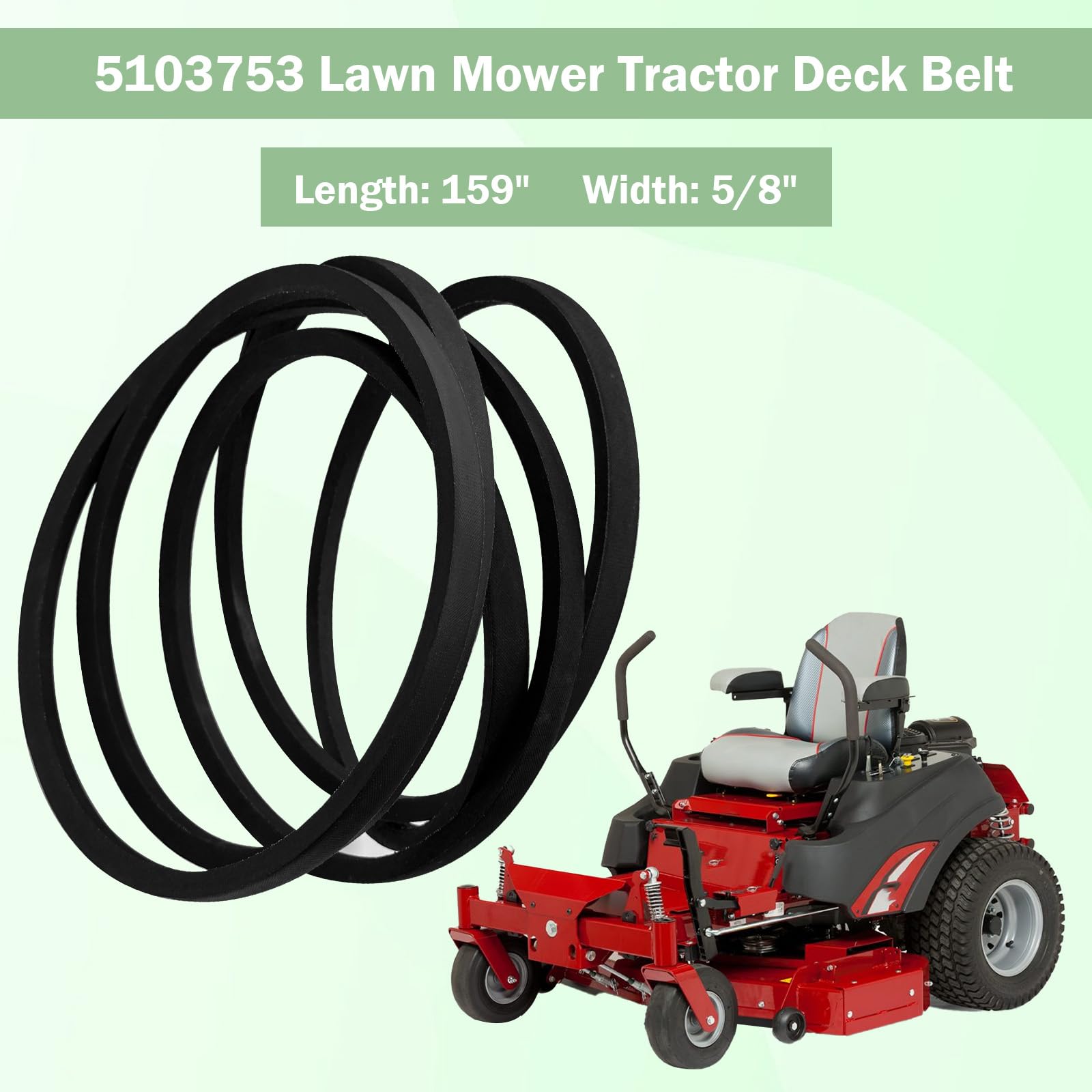 Lomens 5103929 Cinghia per trattore tosaerba adatta per tosaerba Ferris 5103753, IS600Z Series con ponte da 122 cm, Toro 99-3904, AYP 510201201 539106884 Cinghia di copertura 1,5 cm x 1160 cm cm