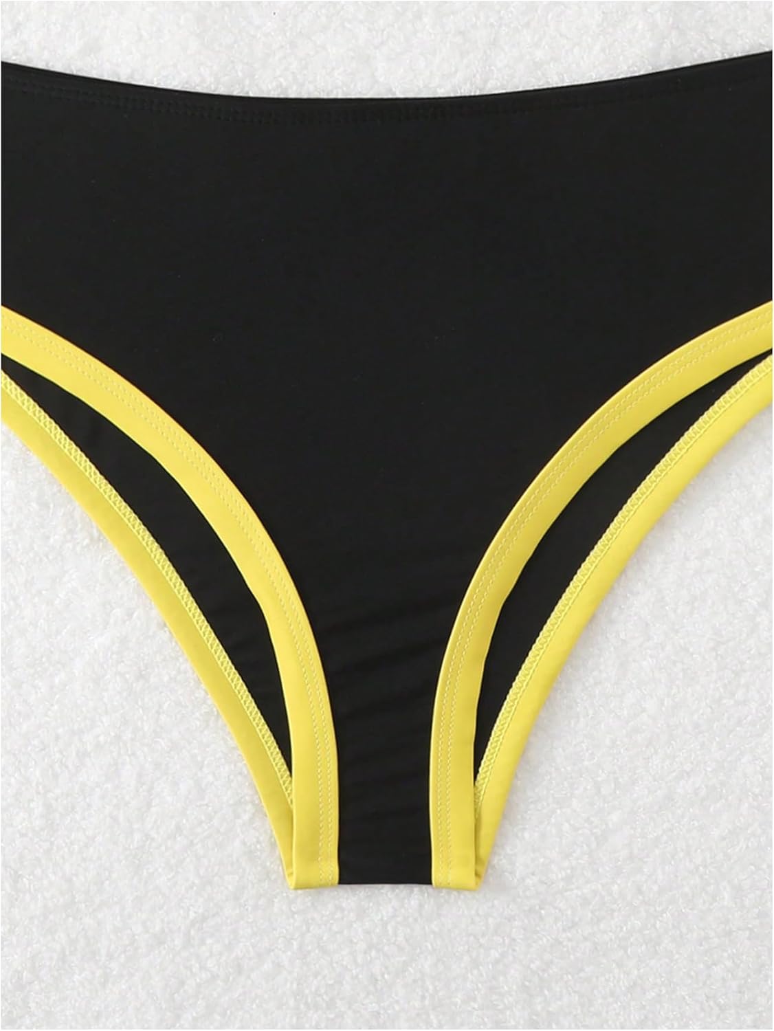 GORGLITTER Women's Triangle Jamaica Swimsuits Color Block High Waisted Bikini High Cut Thong Bathing Suit