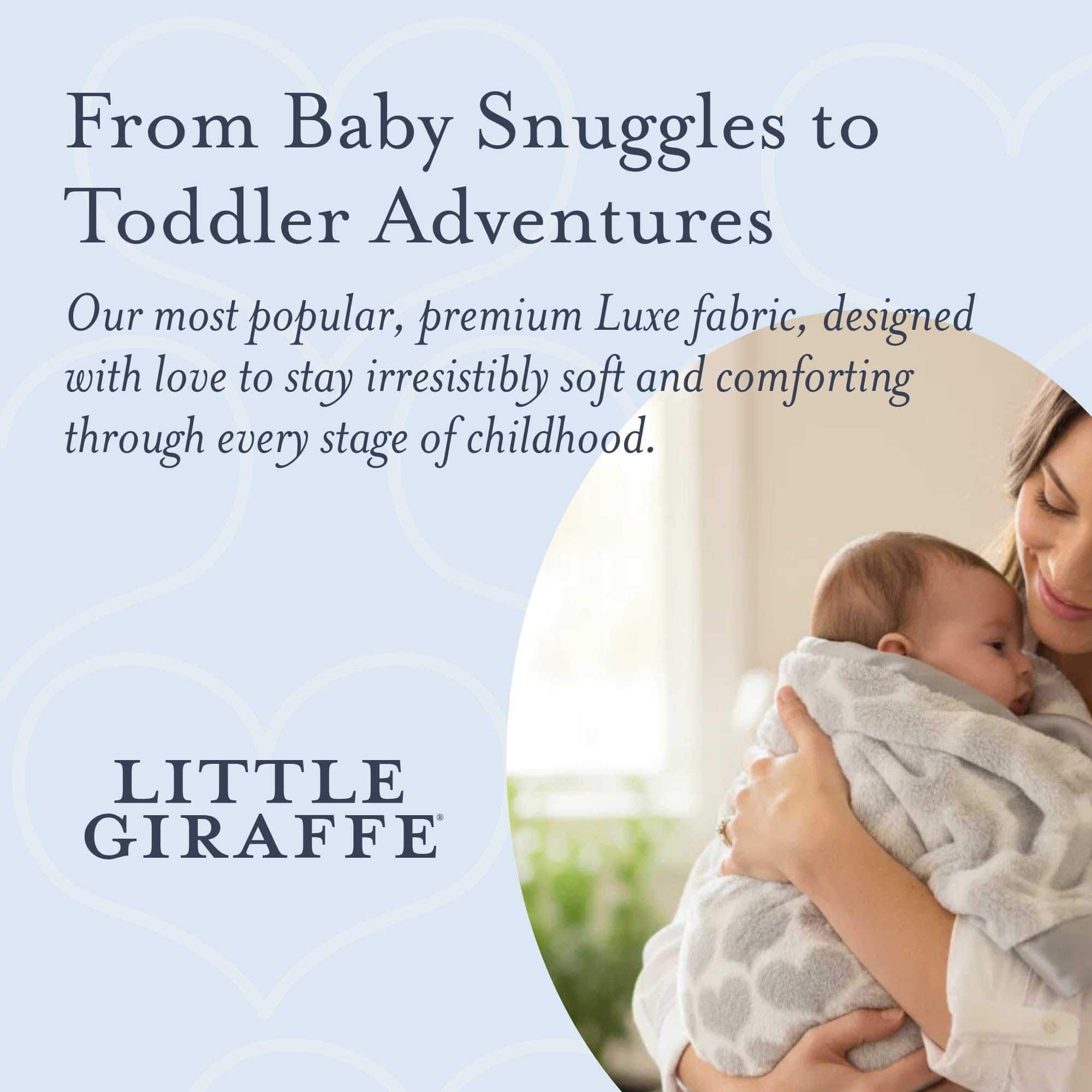 Little Giraffe Luxe Heart Army koc dziecięcy, srebrny