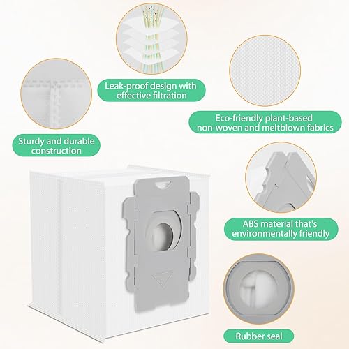 Miniatura 2 de Paquete de 20 bolsas de vacío de alta capacidad, compatibles con iRobot Roomba serie i y j, modelos s9+ y combinados, bolsas de repuesto prémium