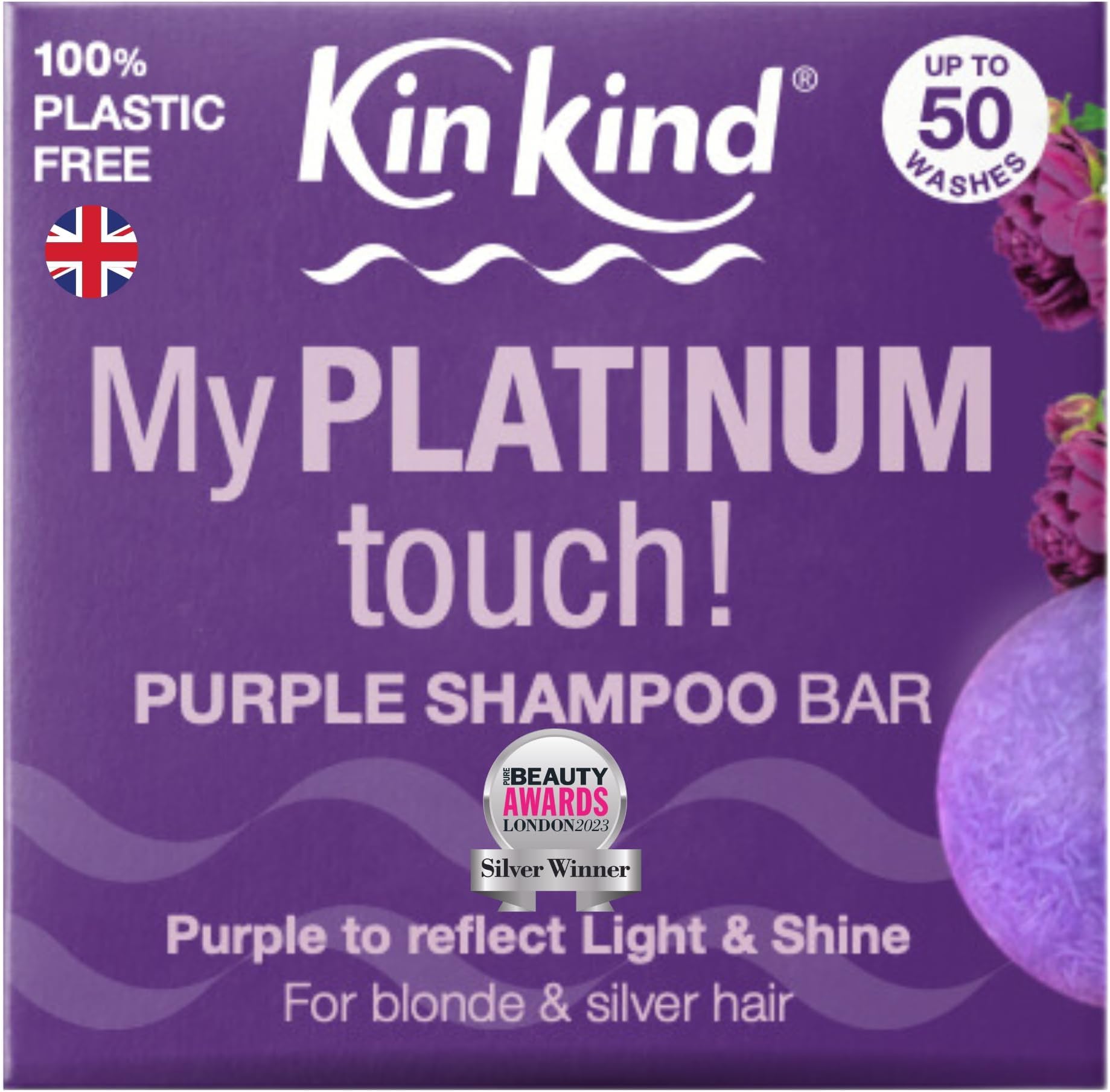 Purple Shampoo Bar - My PLATINUM Touch! Solid Shampoo Bar for Blonde, Silver & White Hair | Natural Shampoo Bar, Travel Shampoo Bars for Hair UK | Up to 50 Washes - Vegan