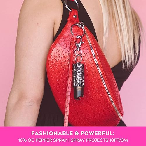 Miniatura 5 de BLINGSTING Spray de pimienta de máxima fuerza OC para mujer, rango de pulverización de 12 pies y tinte UV