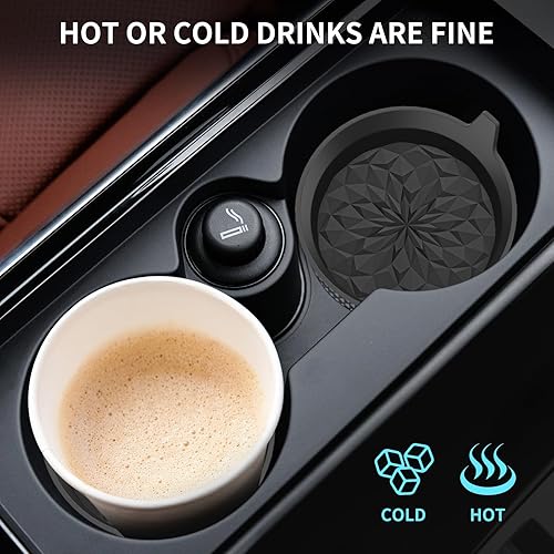 Miniatura 6 de ME.FAN Posavasos de silicona para automóvil (paquete de 4), accesorios interiores universales antideslizantes empotrados, insertos para portavasos