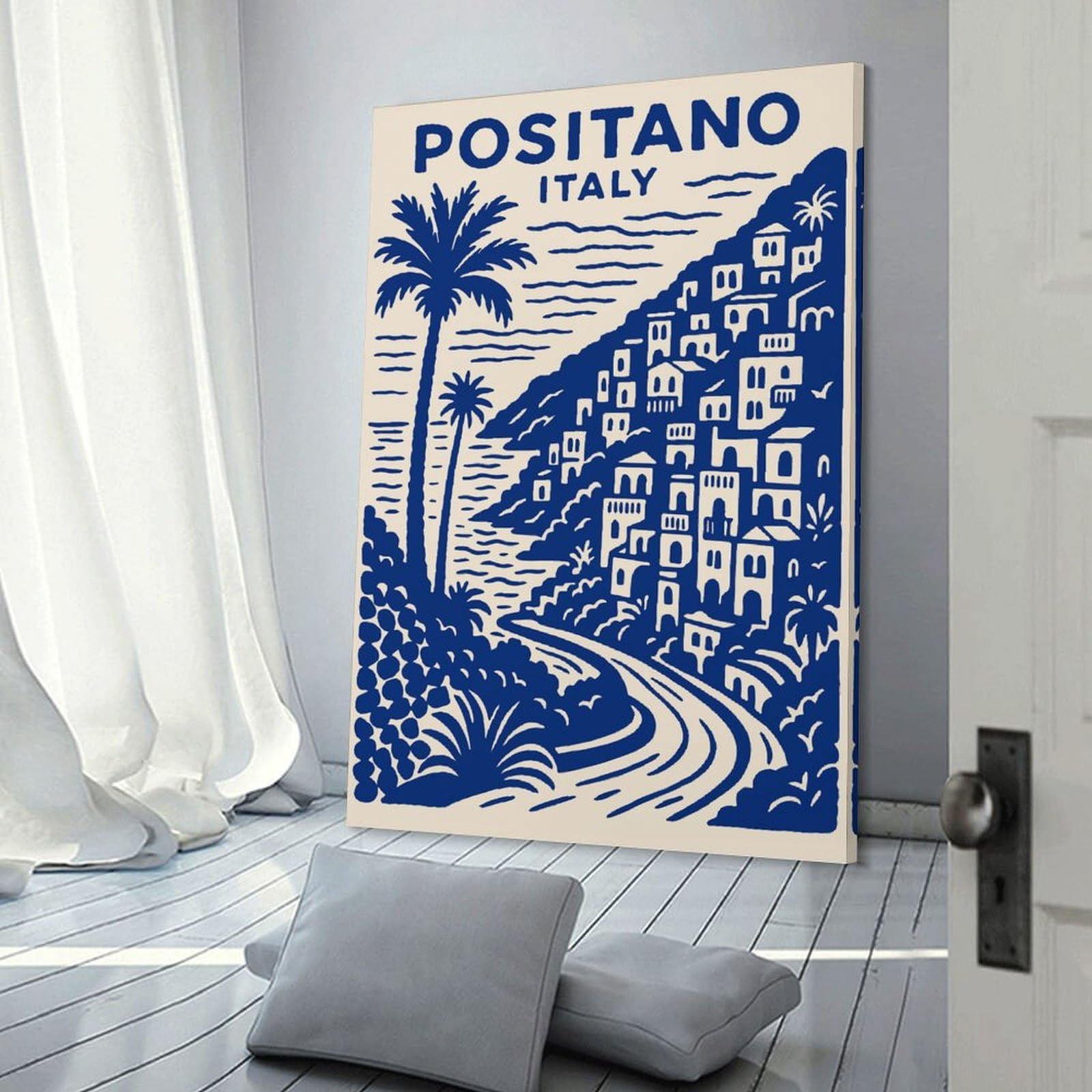 Junmoney Positano Italy Travel Wall Art Print, 20x30inch(50x75cm), for Lounge Decor, Bedroom Walls Or Flats, Decorative Artwork for Empty Walls