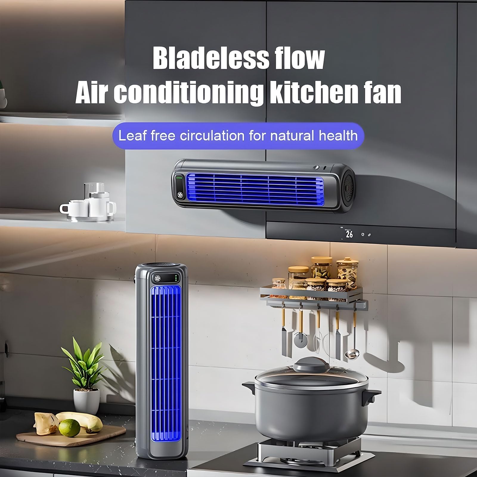 Ventilatore per condizionatore d'aria da parete, ricaricabile, con 3 velocità regolabili, mini ventola di raffreddamento a basso rumore per camera da letto, ufficio, camper, campeggio