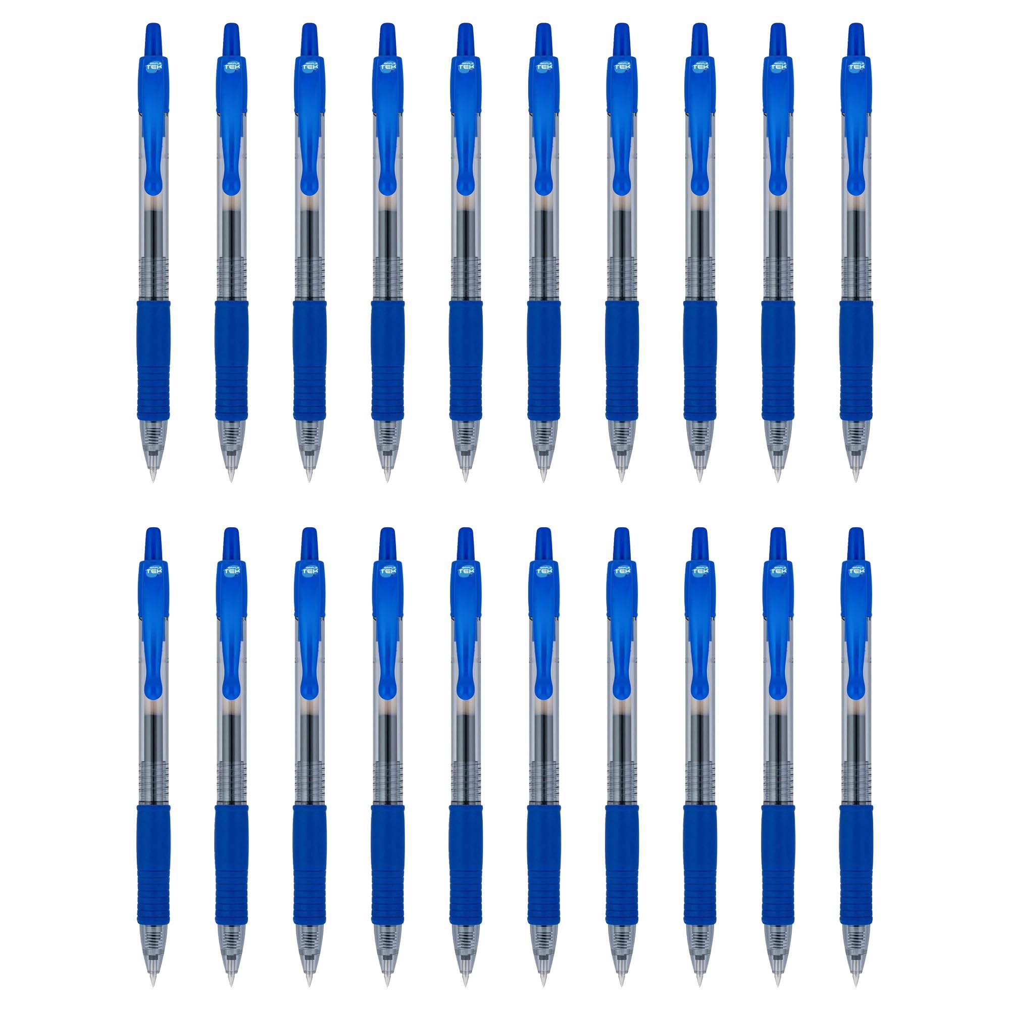 SIMPLETEK - Set 20 X Penne a Gel a Scatto - Tratto 0.7 mm, Inchiostro Blu, Ricaricabili, Asciugatura Rapida e Anti-sbavature