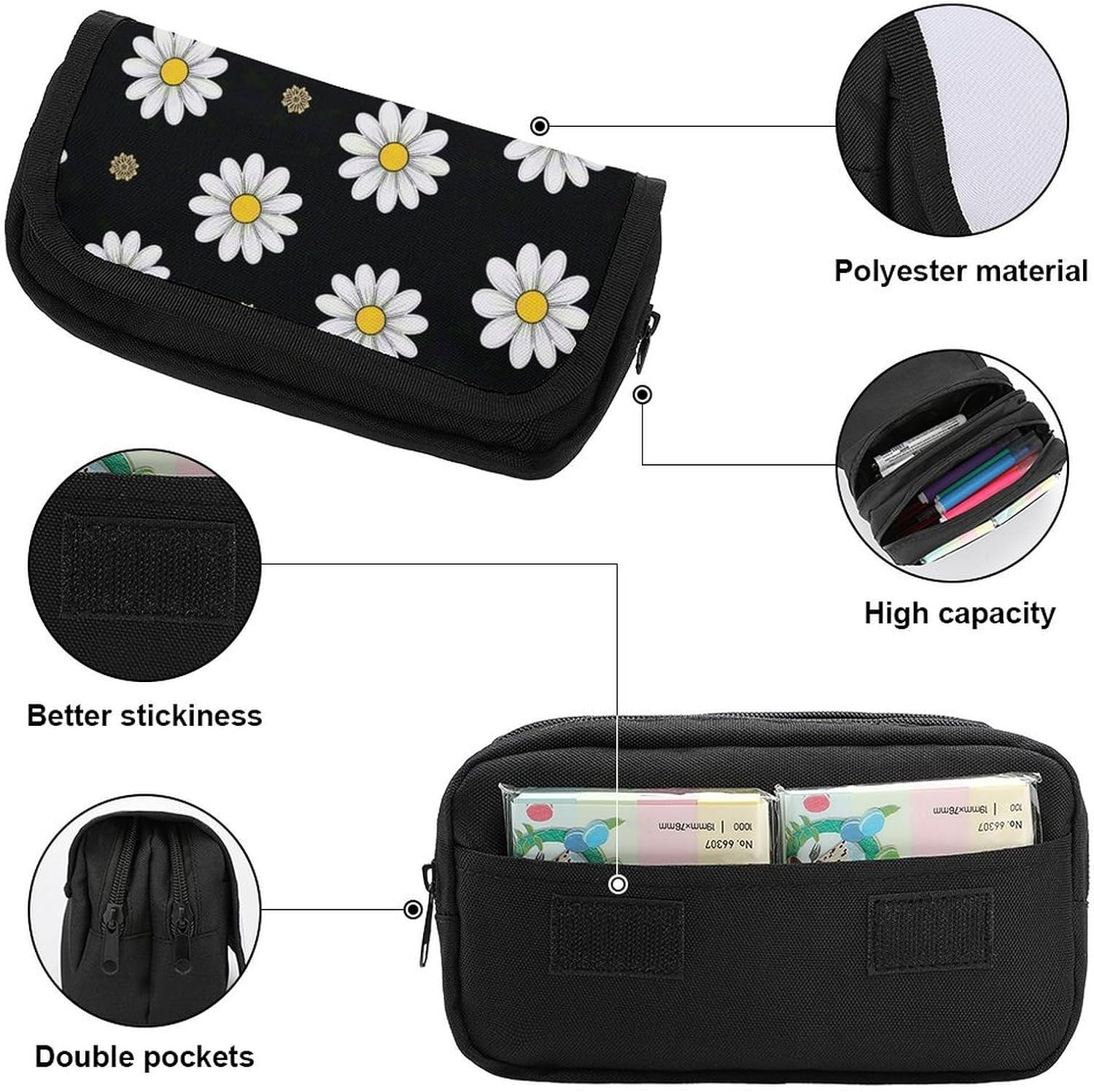 Daisy Printing Pencil Case Big Capacity Pencil Pouch image 3