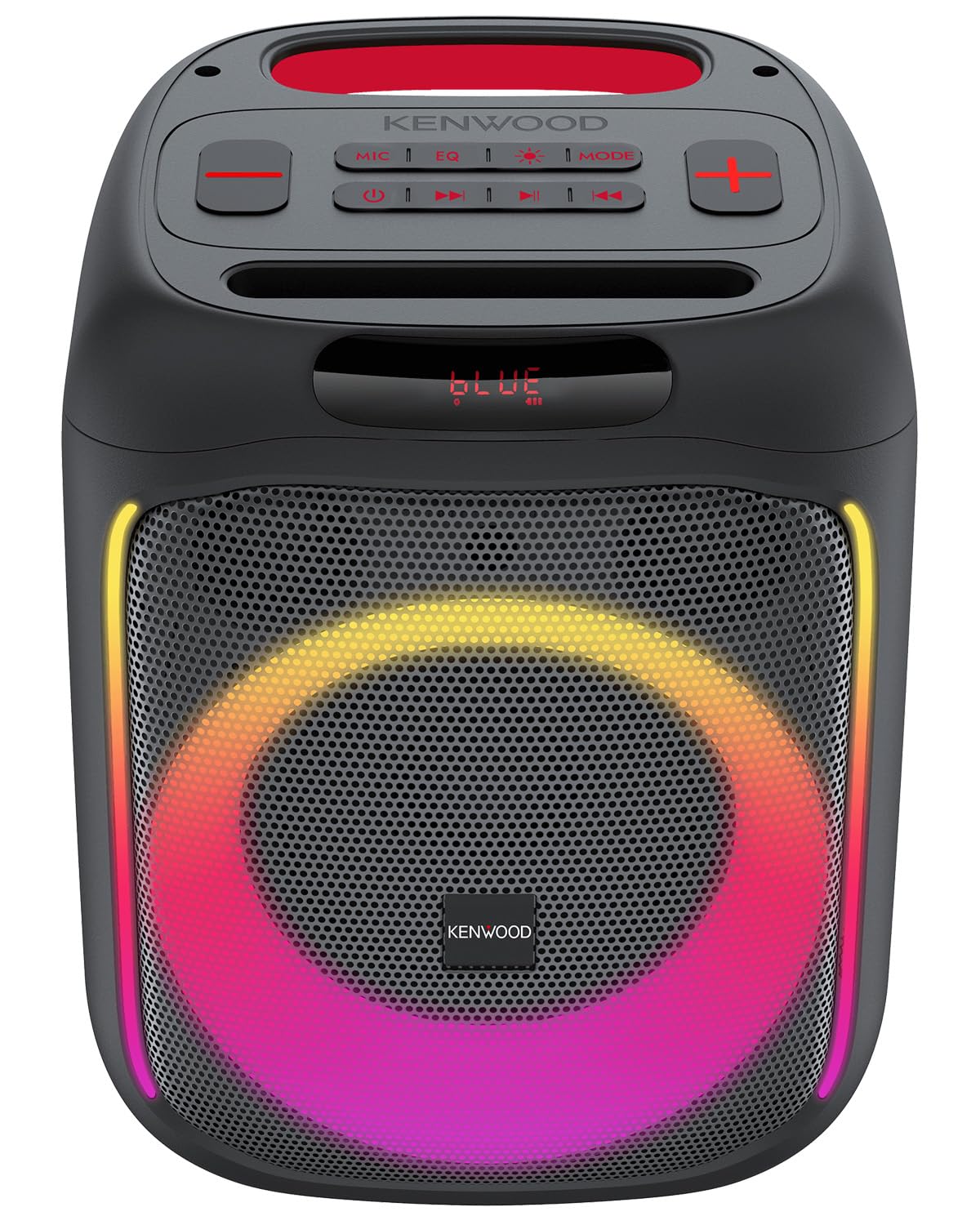 Kenwood AS-P200BT Party Speaker Portatile 50W RMS con Woofer 165mm, 2 Tweeter, DSP, Bluetooth, USB, microSD, AUX-IN, ingresso microfono, luci LED multicolore, batteria fino a 10h, modalità TWS Stereo