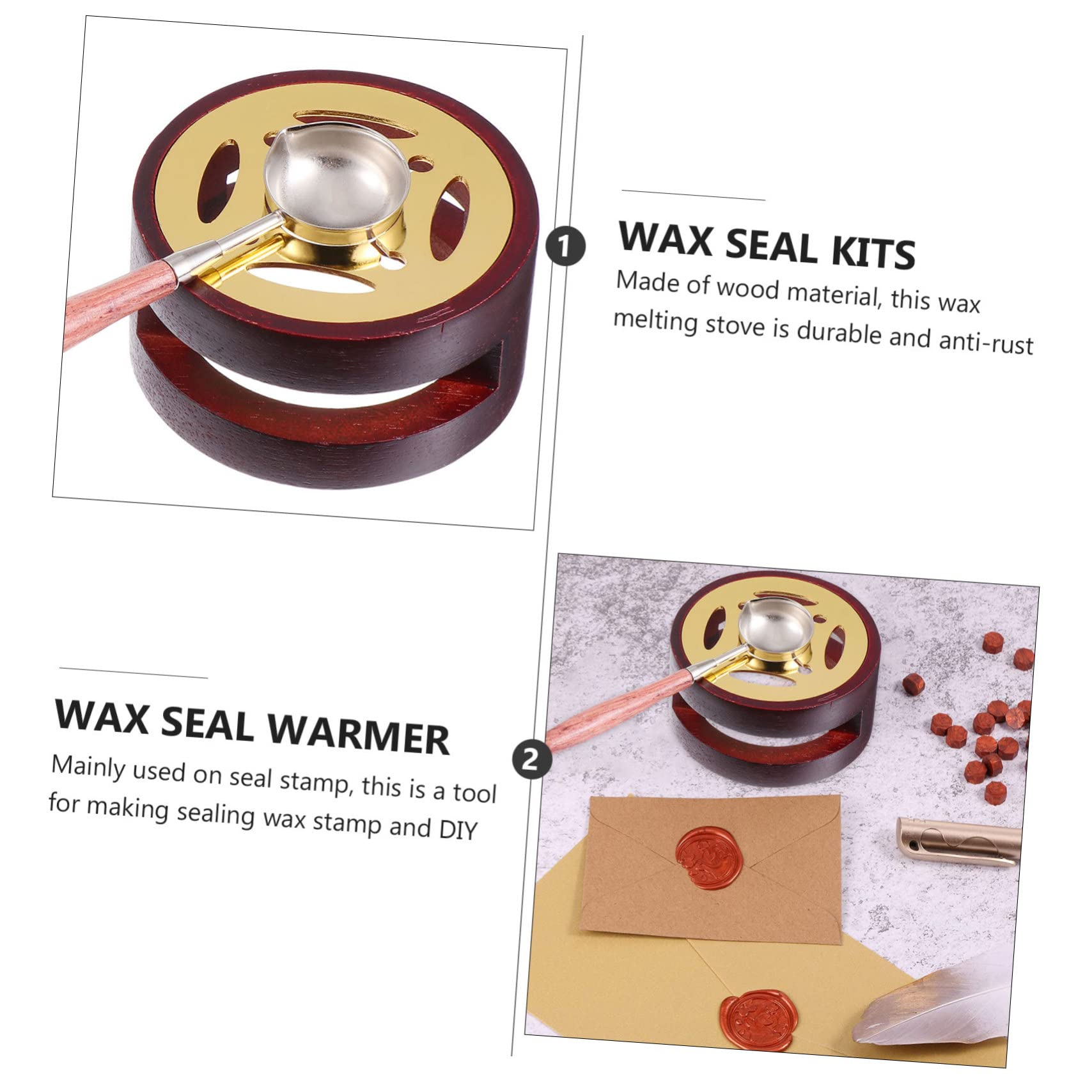 Lurrose 3 Set Di Cucchiai Scaldacera Con Manico in Legno Elegante Decorazione Per La Casa Per Progetti Di Sigillatura Di Candele
