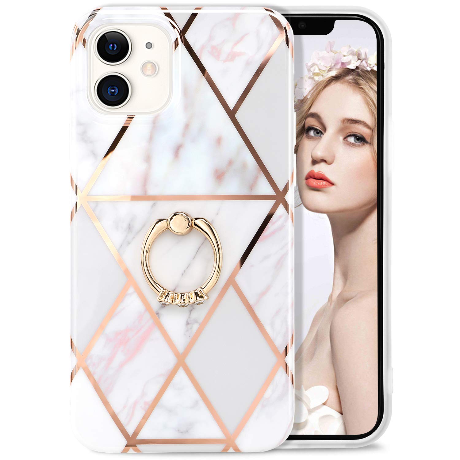 ImikokoiPhone 12 Case, iPhone 12 Pro Case with Ring Stand, Slim with 360 Degree Rotatable Ring Holder Kickstand Shockproof Protective Bumper Case for iPhone 12/iPhone 12 Pro