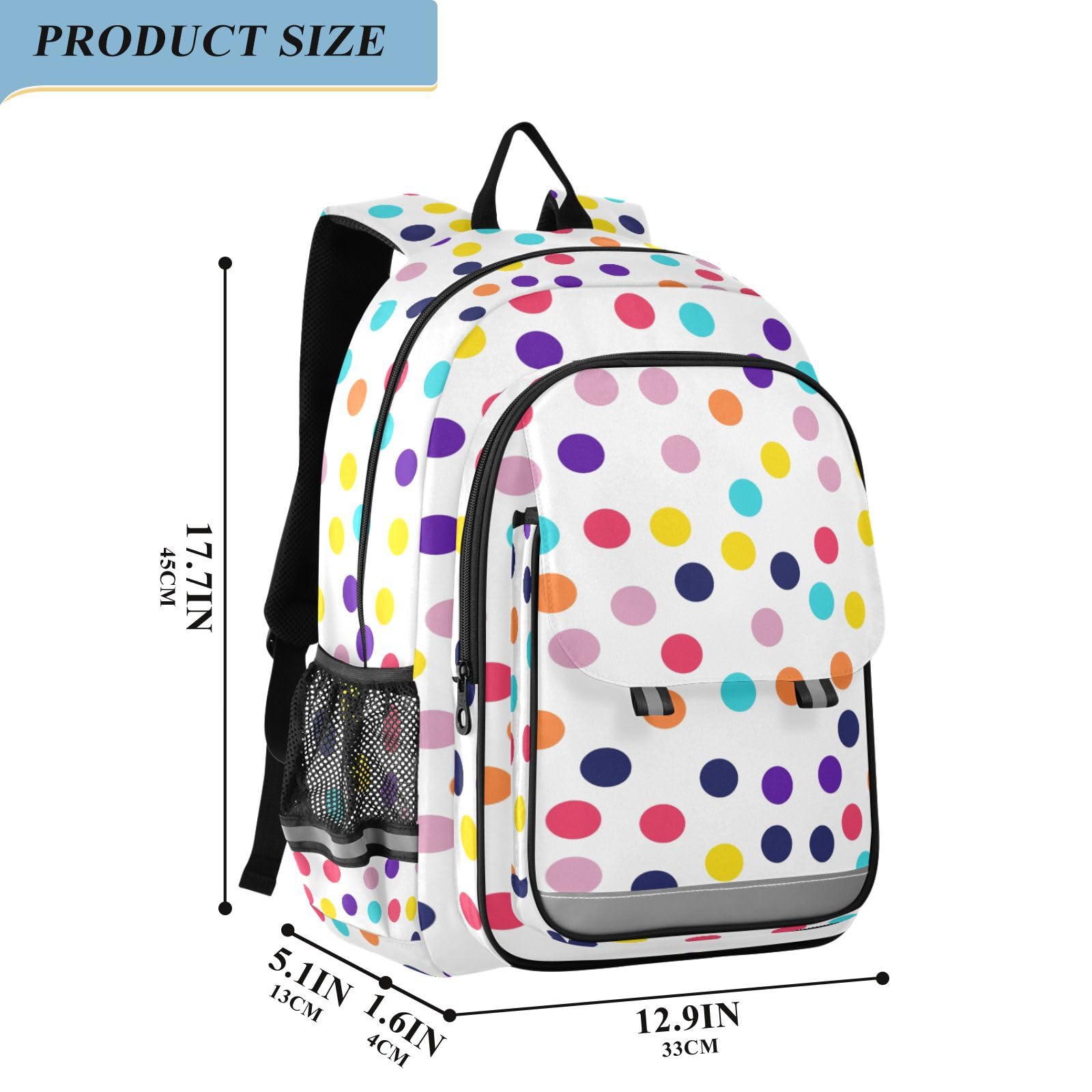 Mnsruu Sac à dos pour ordinateur portable de 15,6" - Motif à pois blancs - Pour adolescentes - Sac à dos de voyage léger pour le travail universitaire - 45 x 33 x 17 cm