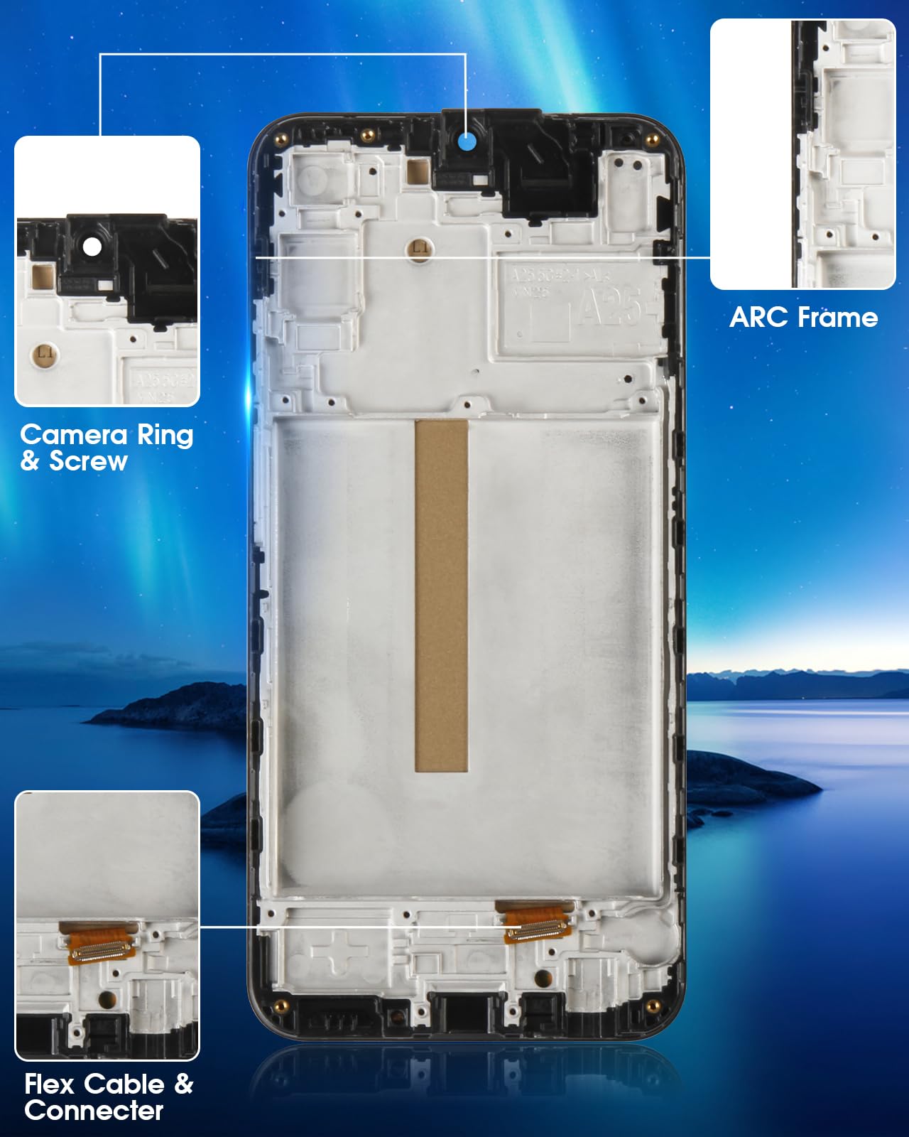 LCD Display pour Samsung A25 5G Écran LCD pour Samsung Galaxy A25 5G SM-A256B SM-A256E SM-A256U 6,5" Ecran Replacement Écran Tactile Touchscreen Assemblée + Réparation (Noir avec Cadre, Incell)