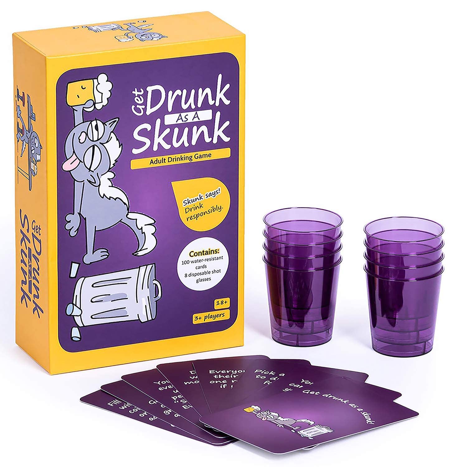 Get drunk as a skunk Fun Adult Drinking Game For Parties Includes 8 Shot  Glasses And 100 Water Resistant Cards - Buy Online - 212542953