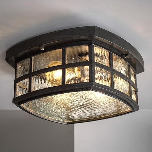 Urban Ambiance UQL1248 - Lámpara de techo para exteriores, tamaño pequeño: 5.75 pulgadas de alto x 12 pulgadas de ancho, con elementos de estilo