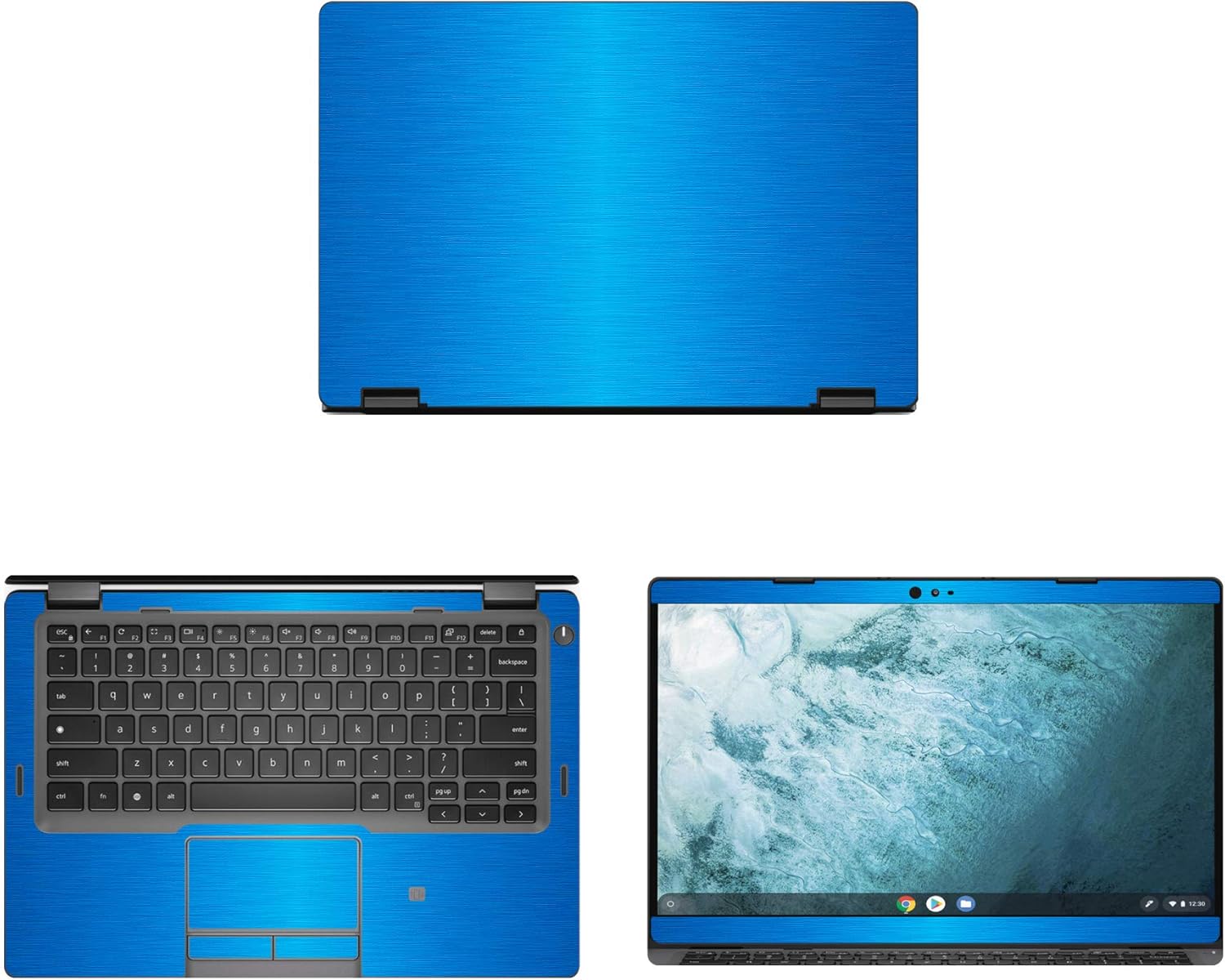Decalrus - Protective Decal for Dell Latitude 5300 2-in-1 Chromebook Enterprise (13.3" Screen) Laptop LITE Blue Texture Brushed Aluminum Skin case Cover wrap BAdellChrmbk2in1_5300LiteBlue