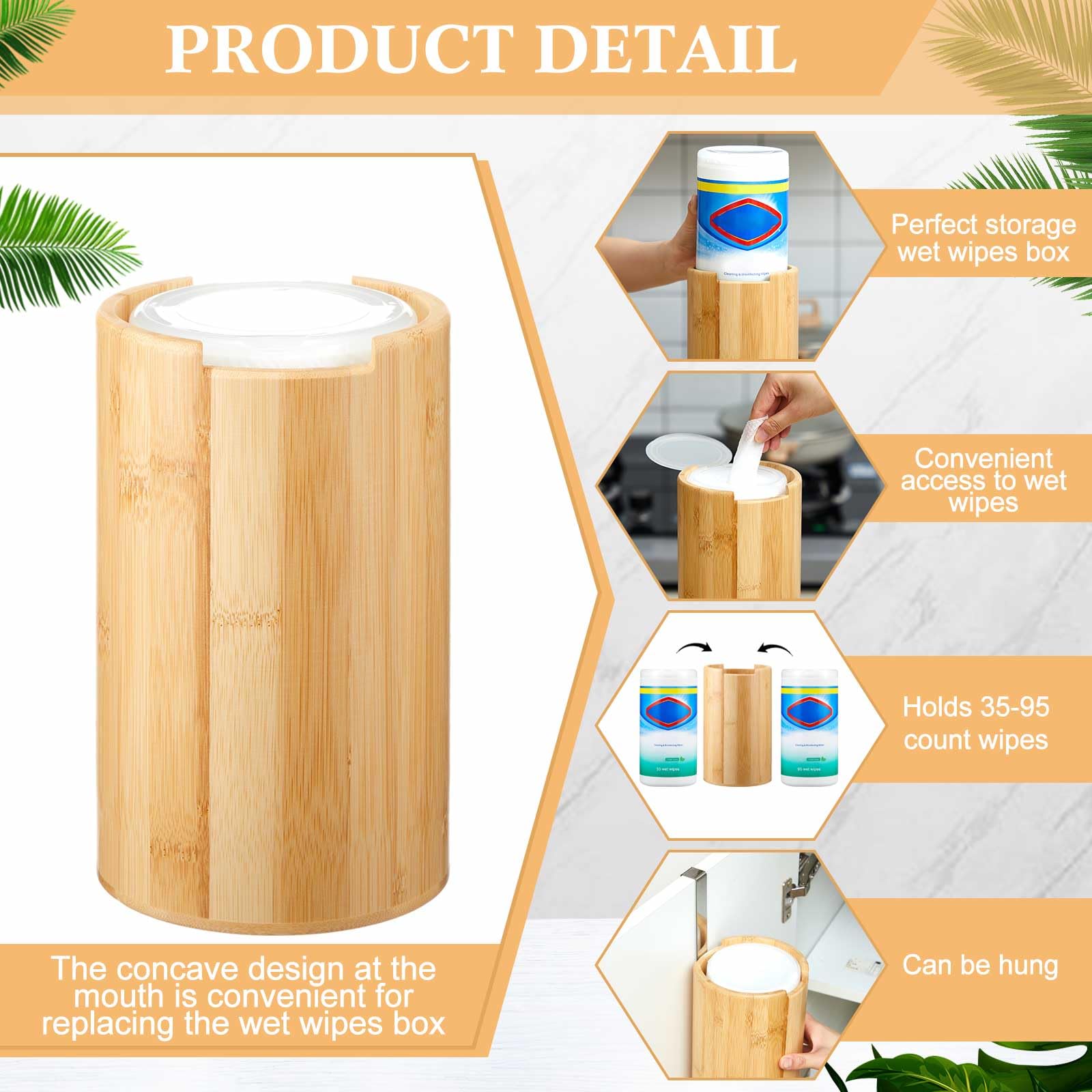 SiliFine Dispensador de toallitas desinfectantes rellenables, contenedor de toallitas desinfectantes montado en la pared, organizador decorativo de bambú para cocina, baño, oficina, aula, encimera,