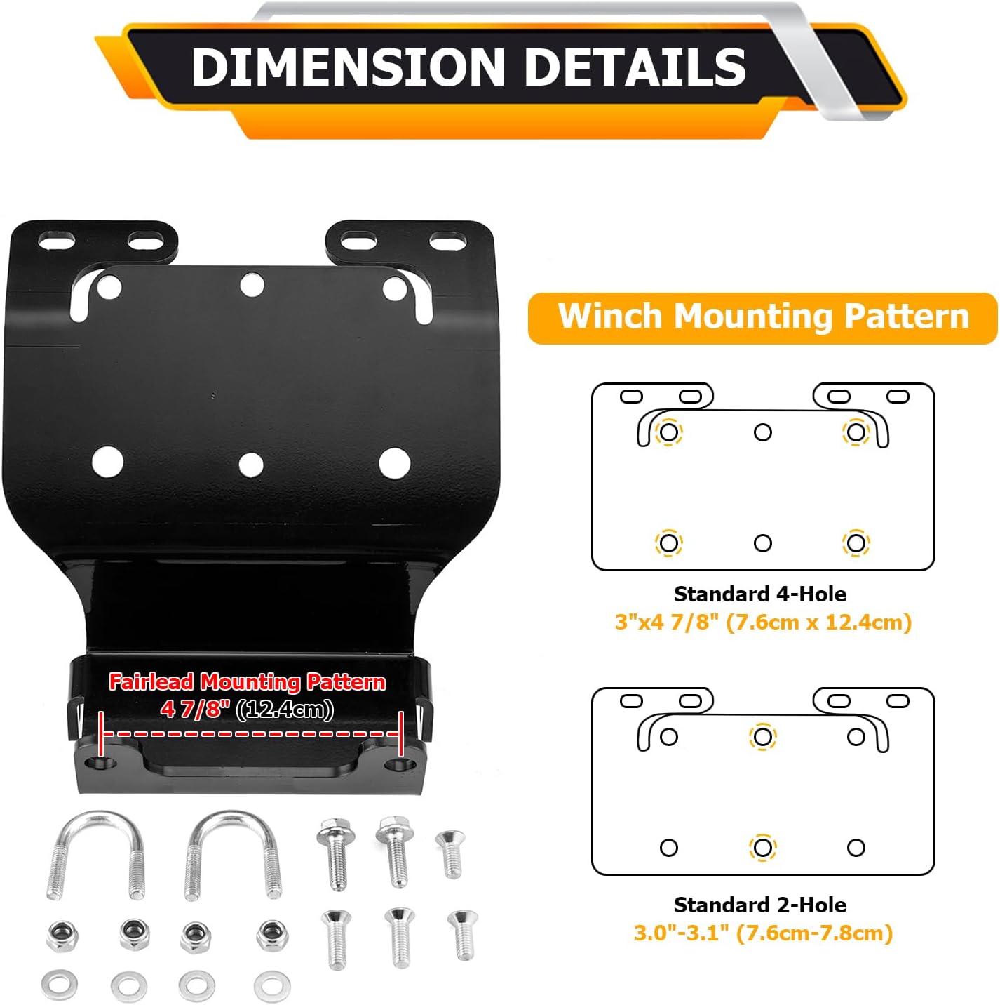 WeiSen Winch Mount Bracket Plate No Drill Compatible with Honda FourTrax TRX300(2x4*4x4) 1993-2000