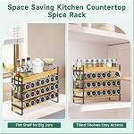 EsLuker.ly Spice Seasoning Rack Organizer Kitchen Countertop, 4 Tier Bamboo Spice Shelf Holder Storage with 4 Hooks, Wall Mounted Freestanding Stand for Pantry, Quick Spice Access(Jars Not Included)