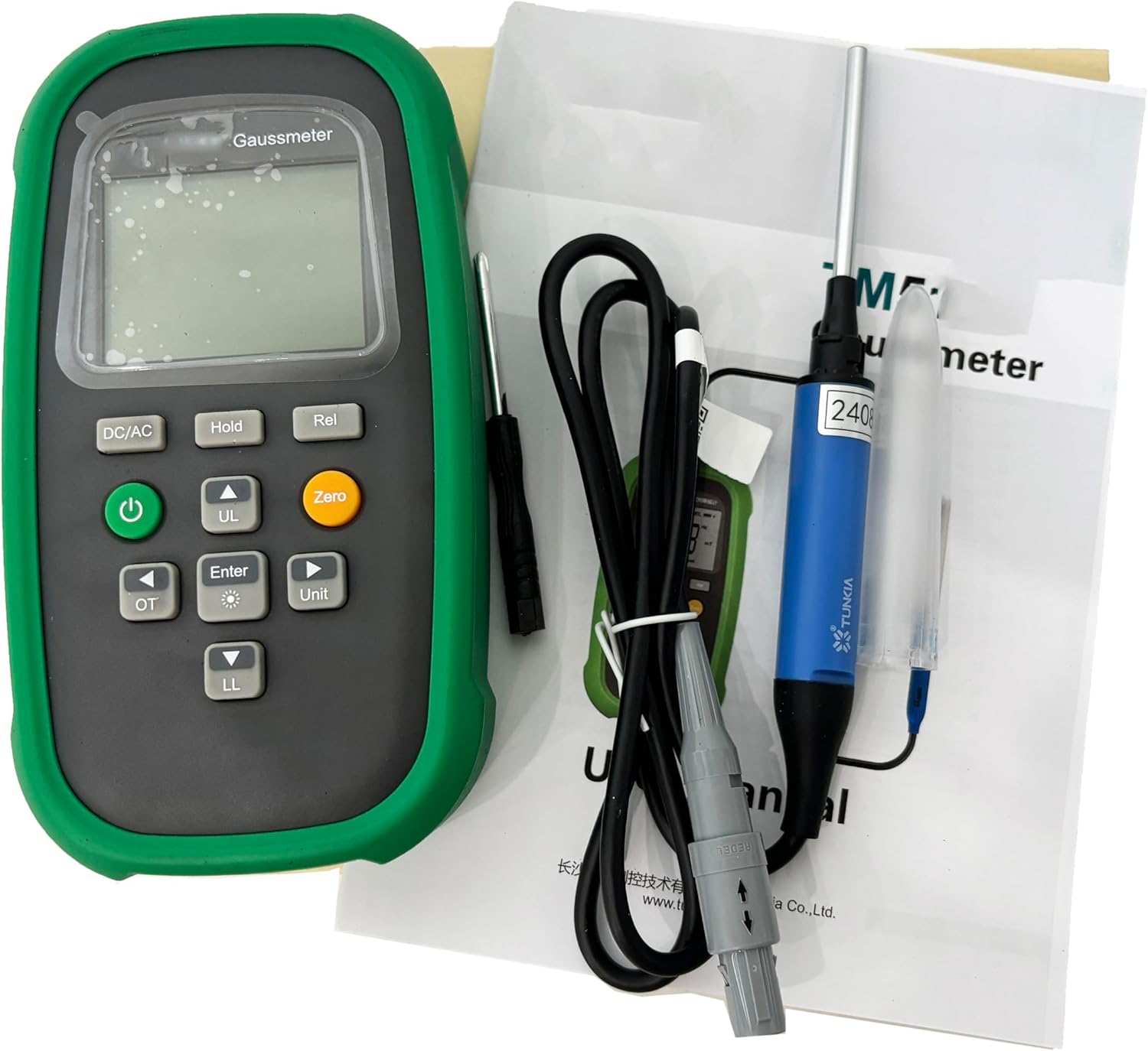 AC DC Magnetic Field Meter AC/DC Gaussmeter Gauss Tester Tesla Meter 3000mT Class 1 Axial Probe USB interface For Measuring The Flux Density Of DC Constant Magnetic Field And AC Magnetic Field