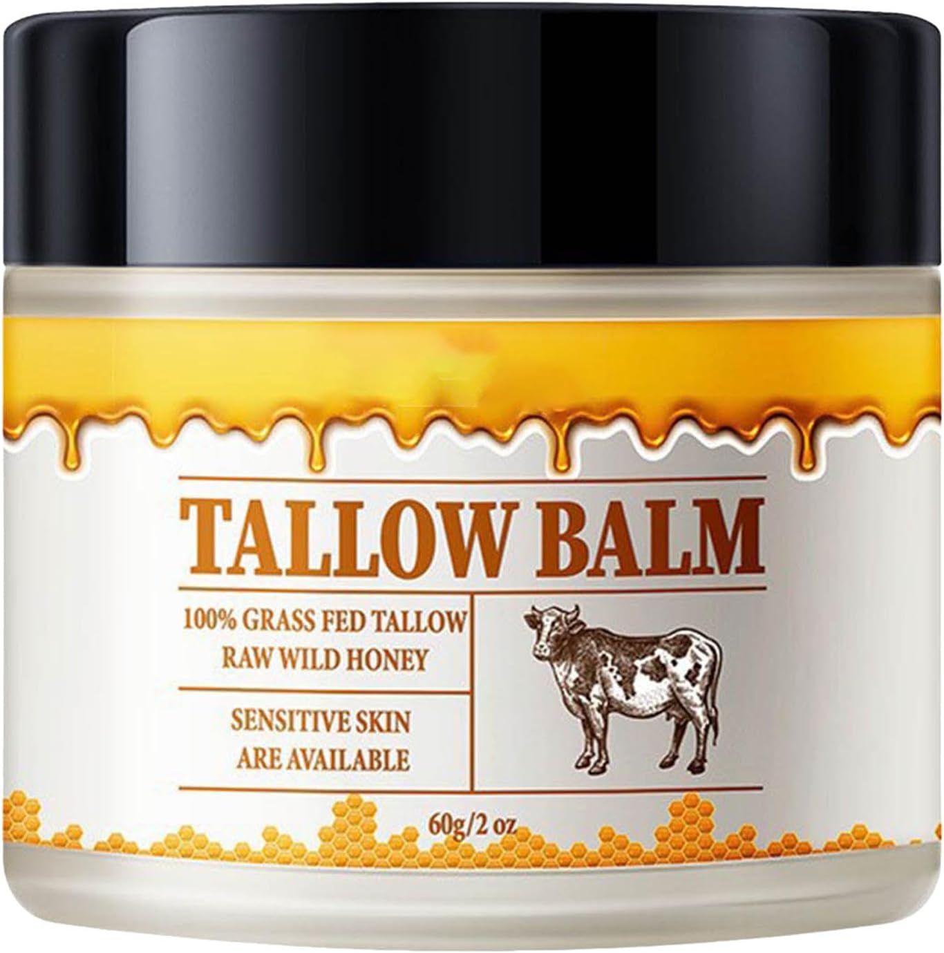 Beef Tallow and Honey Balm for Skin: Premium Tallow Honey Skin Balm (2 oz) - Grass-Fed Beef Tallow & Raw Wild Honey Blend - All-Natural Moisturizer for Face & Body