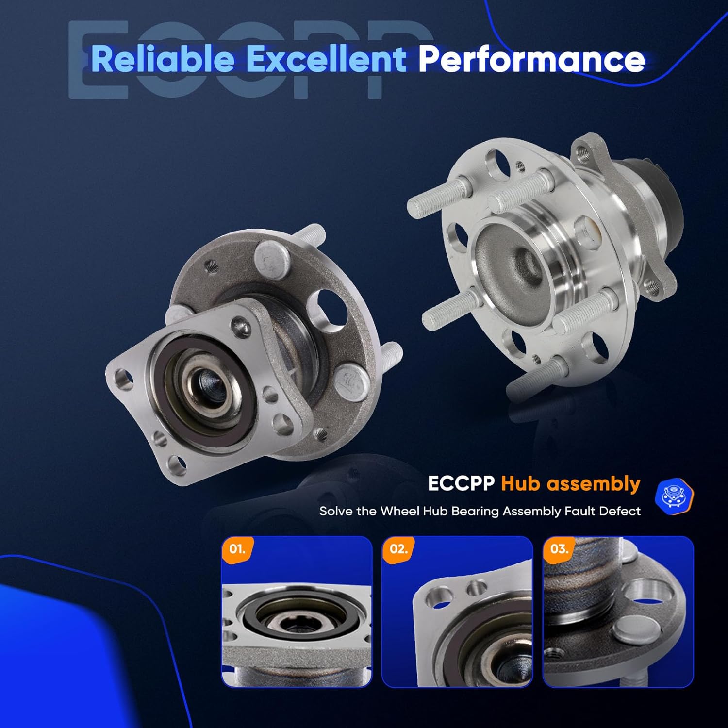 ECCPP Wheel Hub and Bearing Assembly Rear 512468 fit 2011-2017 Ford Fiesta Replacement for 4 Lugs Wheel Hub with ABS System