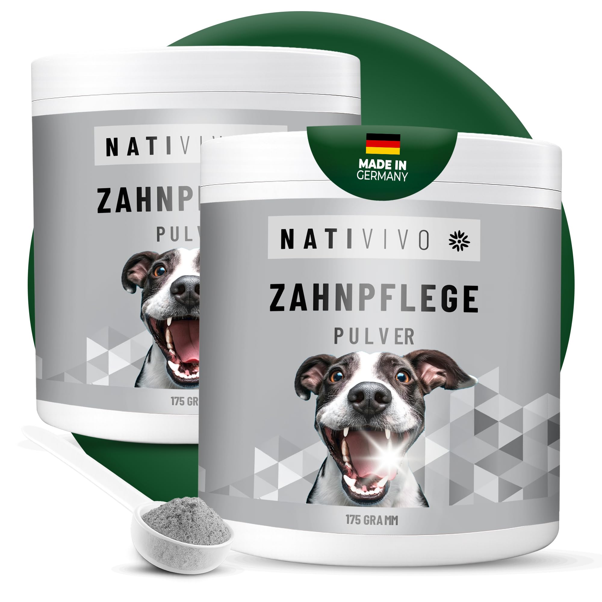 NATIVIVO Zahnpflege Hund - Zahnsteinentferner Hund Zahnstein entfernen - Zahnpulver für Hunde Zahnpflege gegen Mundgeruch & Zahnstein - Dental Pulver für Hunde - Mundgeruch Entferner plaque off hund