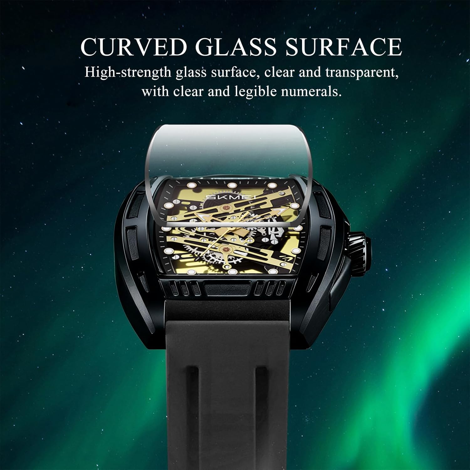 SKMEI Mens Watch Fashion Skeleton Big Face Analog Watches for Men Luxury Business Casual Waterproof Mens Watches with Luminous