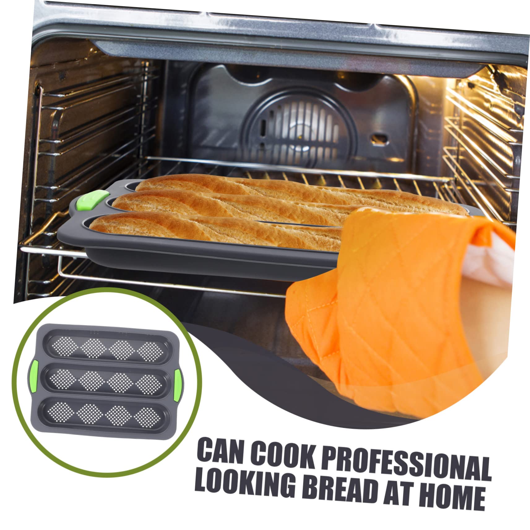 Sosoport Molde para Hornear Baguettes de Silicona Antiadherente Pan de Ranuras Accesorio de Cocina Desmontable para Hornear Pan y Habilidades de Panadería