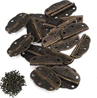 Urdrsaf 20PCS Furniture Mini Hinges for Wooden Jewelry Box Small Box Hinges Cabinet, Decoration Antique Decorative Hinges Bronze Engraving Design