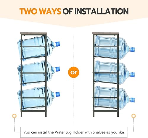 Miniatura 4 de HOOBRO Estante para jarra de agua, soporte para botella de agua, estante para jarra de agua de 5 galones, estante de almacenamiento de enfriador de