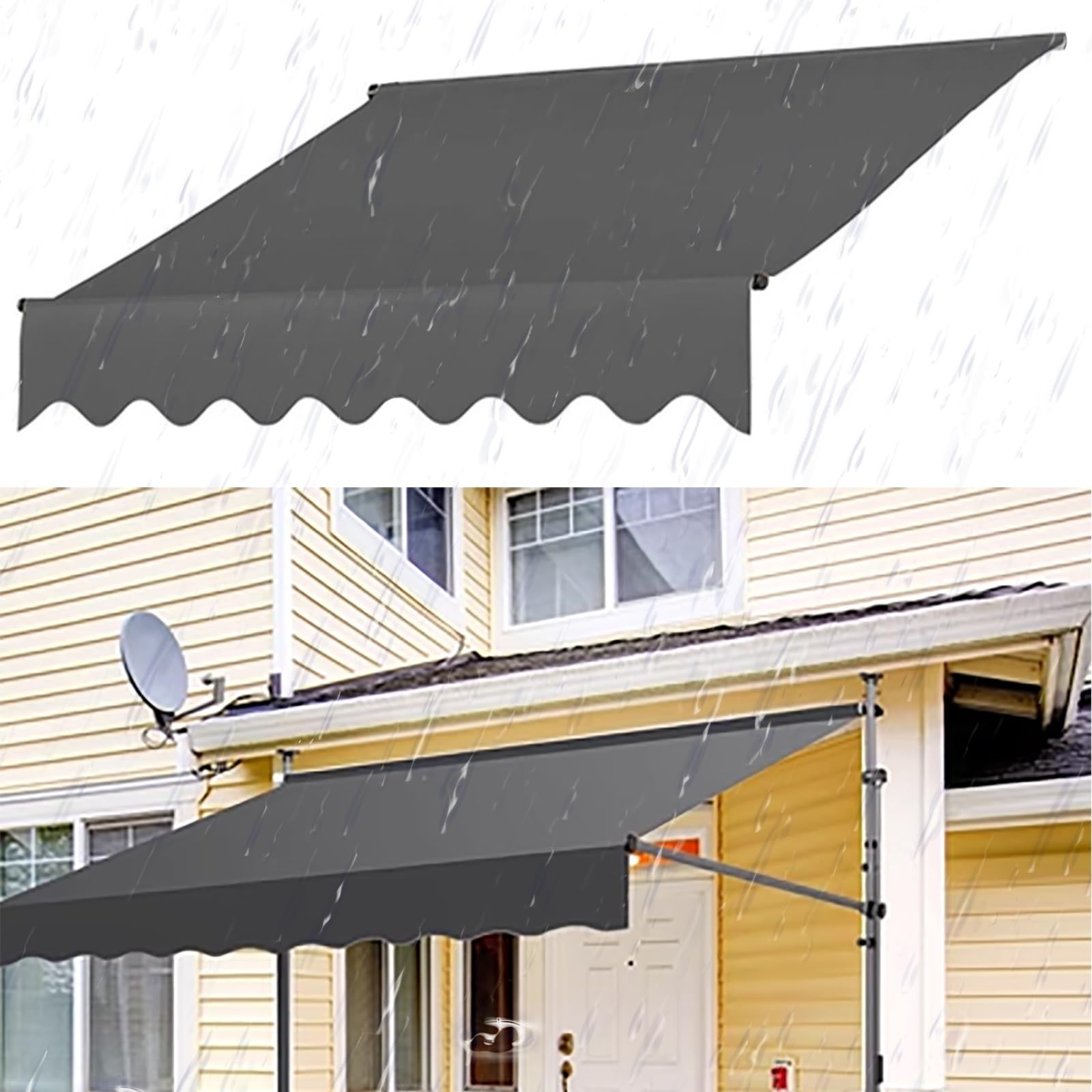 Markise Stoff, Markisenstoff für Balkon, Wasserdichtes 180 G/m² Polyester, Markisentuch für Terrasse, Mehrere Farben, Mehrere Größen (Color : Grau, Size : 2.5m) Garten
