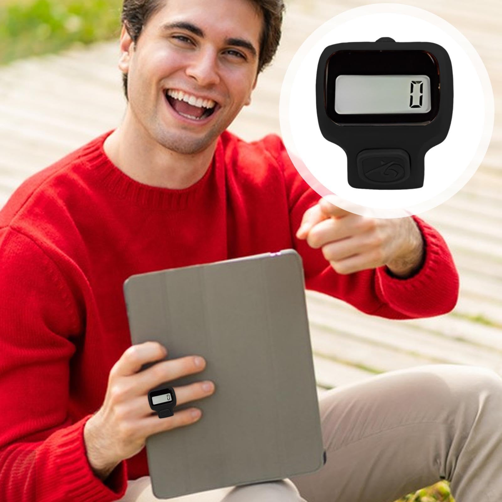 Electronic Finger Counter - Portable Digital Tally Clicker for Accurate Counting, Compact Handheld Ergonomic Design, Touch Button + Adjustable Finger Ring Strap, Durable ABS Lightweight Build - fo