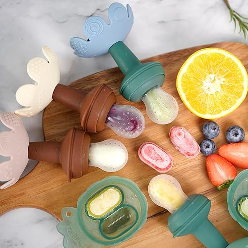 Miniatura 6 de Haakaa Flower Baby - Alimentador de alimentos de frutas frescas con mini bandeja para congelador, molde de paletas de leche materna para alivio del