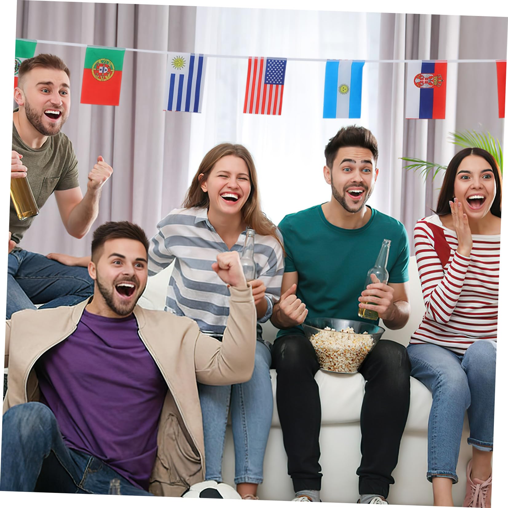 Set di Bandiere Poliestere Bandierine Internazionali per Decorazioni Festa per Giochi e Balli