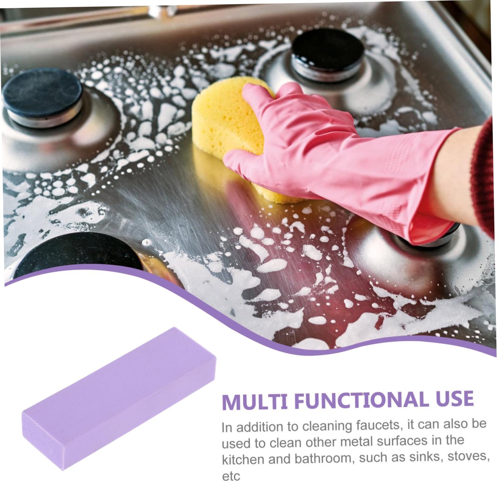 GOOHOCHY Stainless Steel Faucet Cleaner Bathtub Grill Pool Sink Kitchen Stone Grease Residue Purple Scouring Block