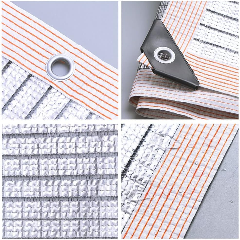 Reflective Aluminum Shade Cloth 4x7m - 75% UV Protection, Grommets Included, Durable Outdoor Garden Shade Netting, Silver Sun Block for Patio & Backyard