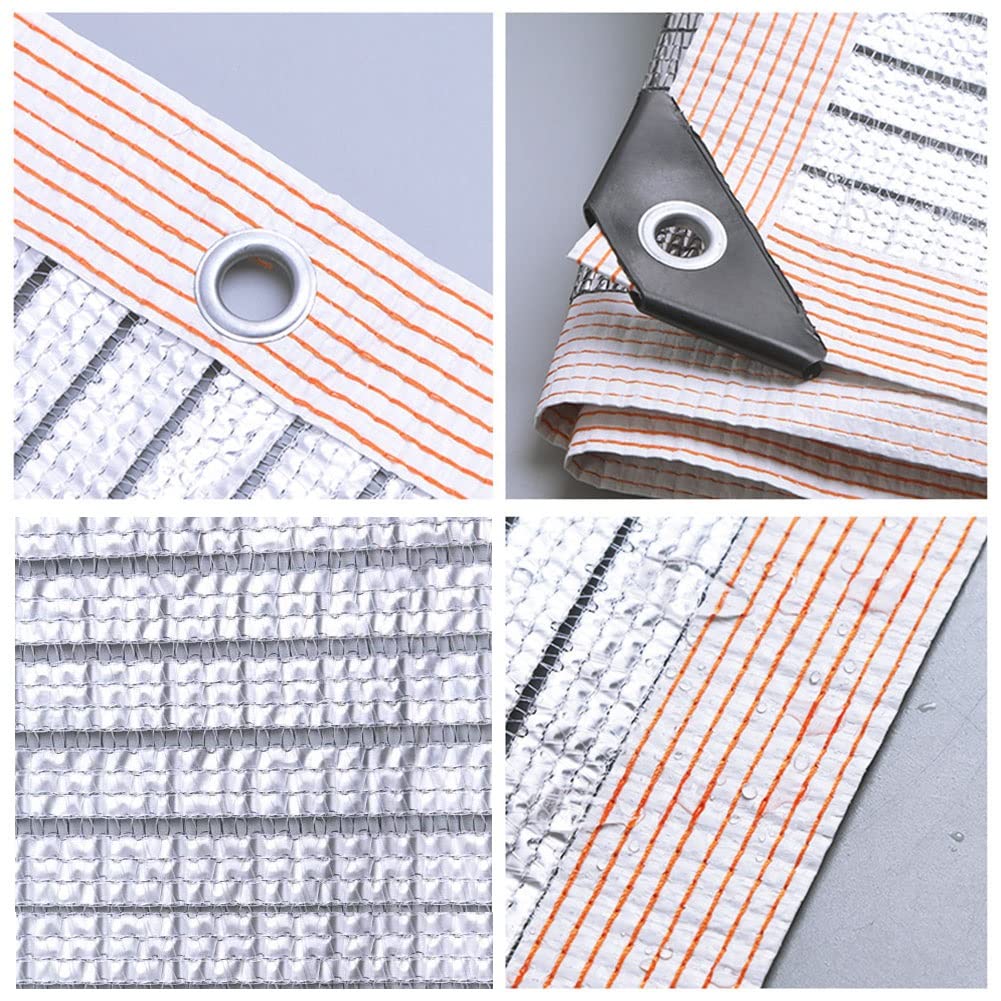 Odblaskowa aluminiowa tkanina zacieniająca, 3 x 4 m, 75% odporna na promieniowanie UV, do ogrodu, siatka z przelotkami, do ochrony przed słońcem, kolor srebrny