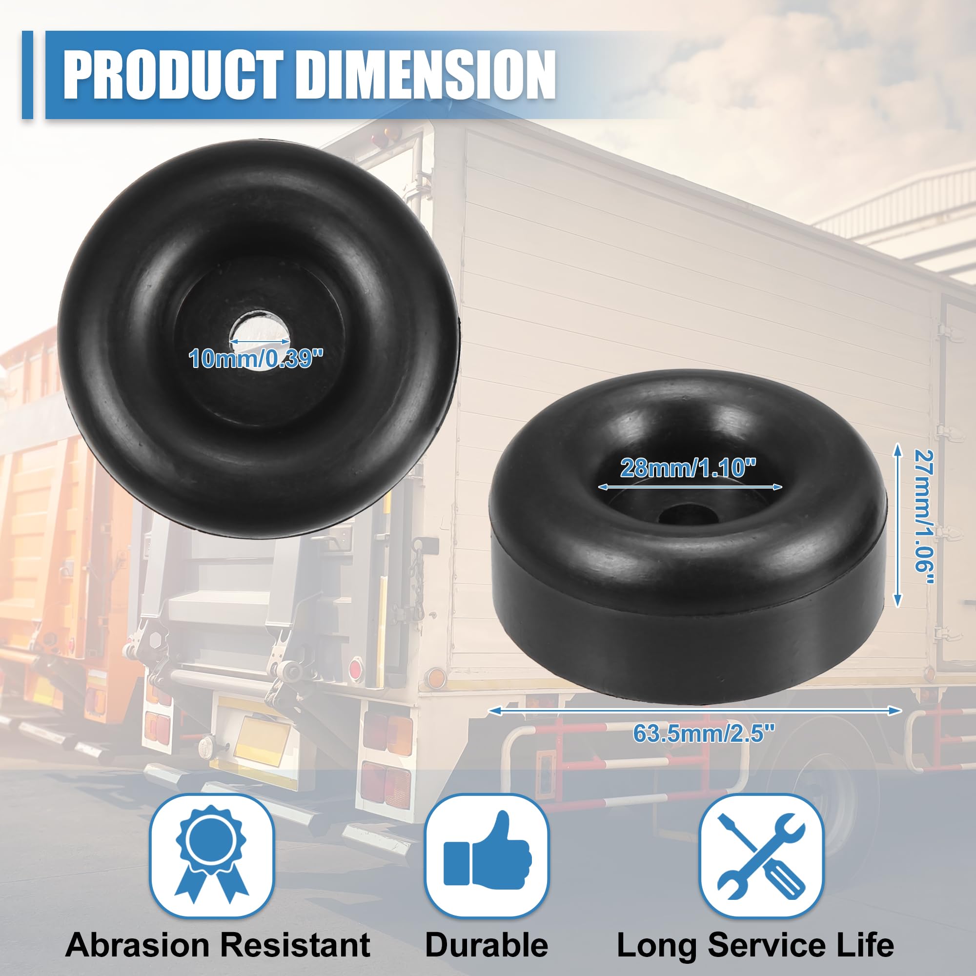 X AUTOHAUX 2pcs 2.5" Round Rubber Feet Bump Stops Guard with 2/5" Screw Holes, Black - Image 3