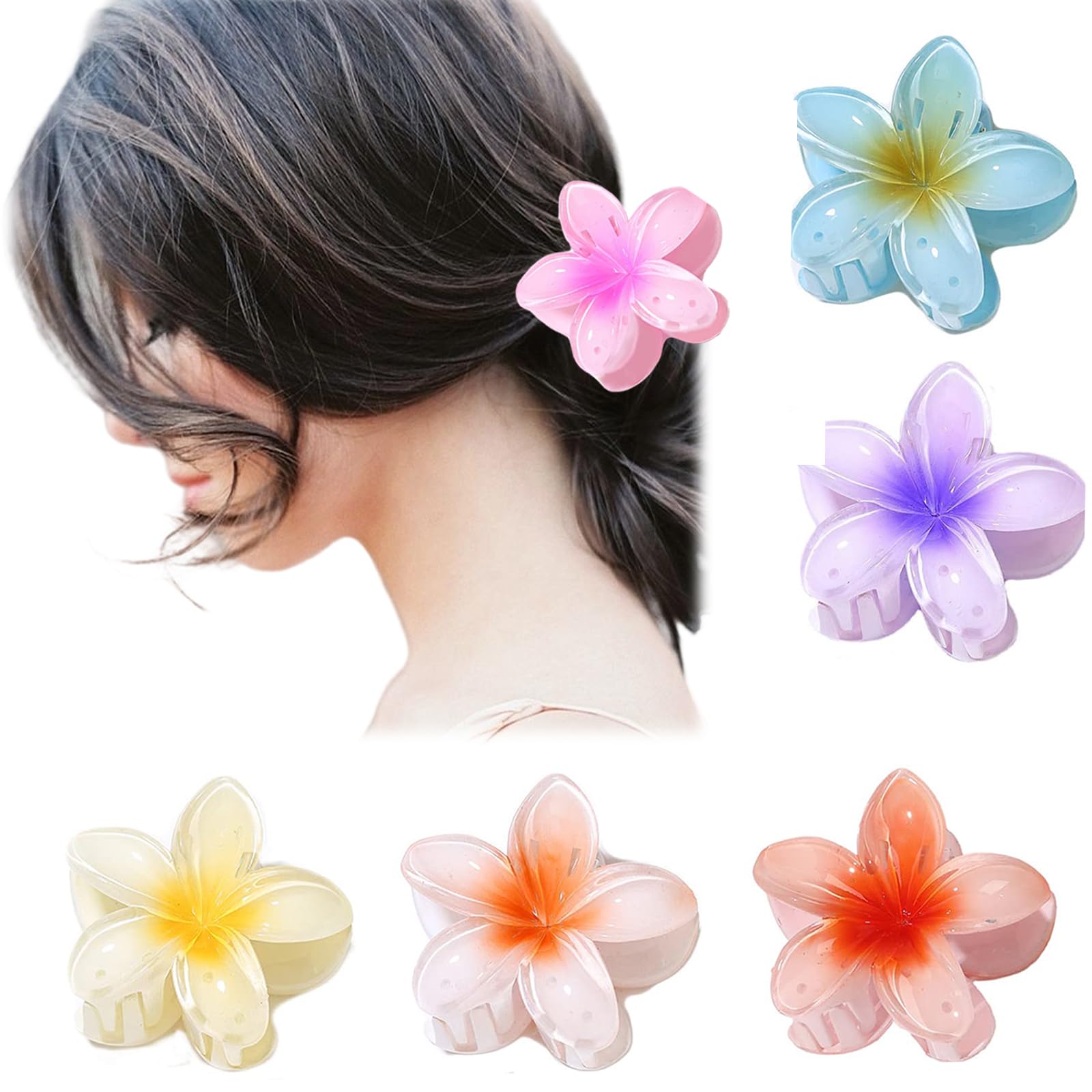 6Pcs Flower Claw Clips, Strong Hold Nonslip Hair Clips for Women and Girls Flower Hair Clip for Women Girls Holiday Gifts (Multicolour)