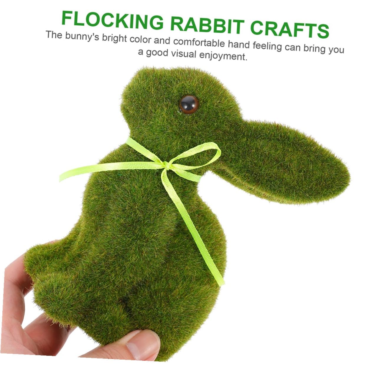 PartyKindom 4 Pezzi Decorazioni Pasquali Coniglietto Floccato Verde in Schiuma e Falso Prato per Casa e Giardino Aspetto Realistico e Creativo