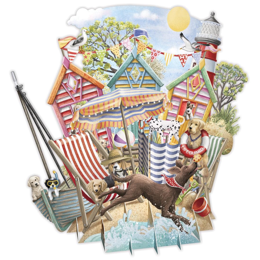 Paper D'art - At the Beach! - Top of the World Pop Up Greetings Card, Multicoloured