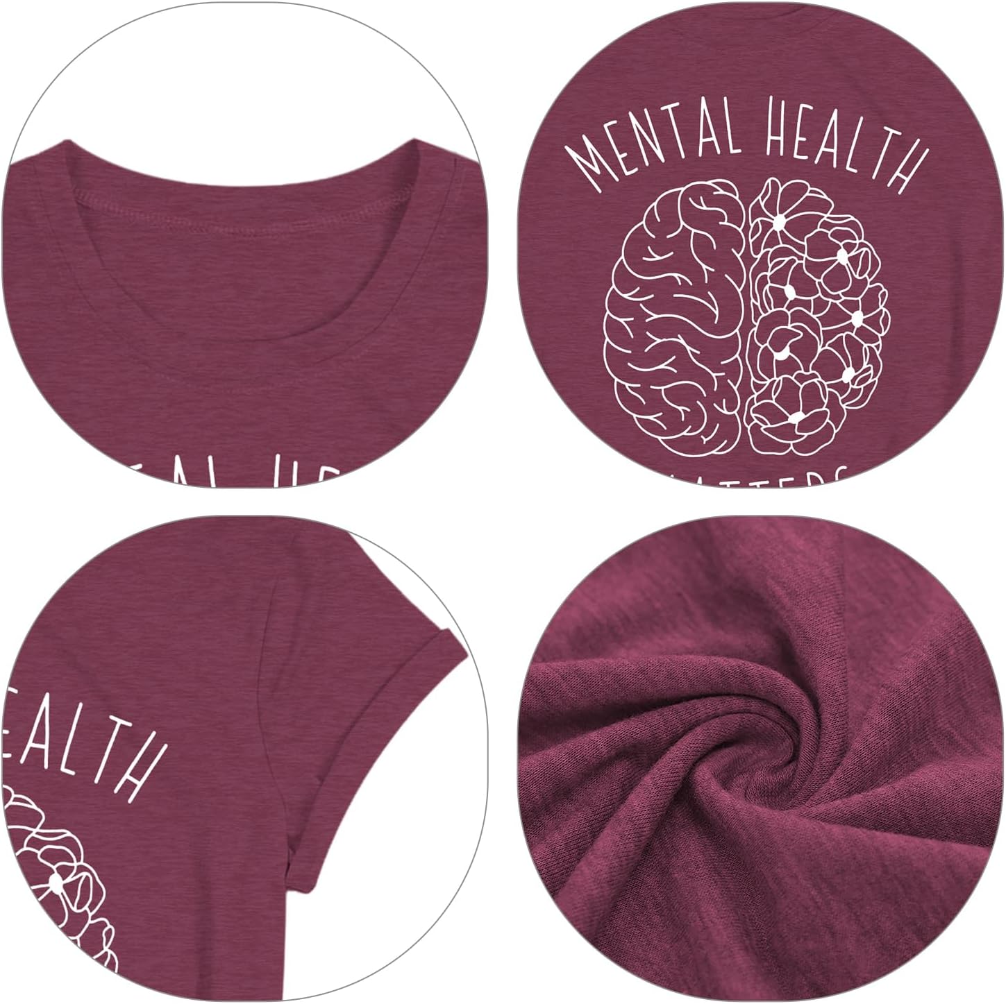qdl Mental Health Matters Shirt Women - Human Brain Illness Awareness Tee for Therapist & Psychologist - Image 5